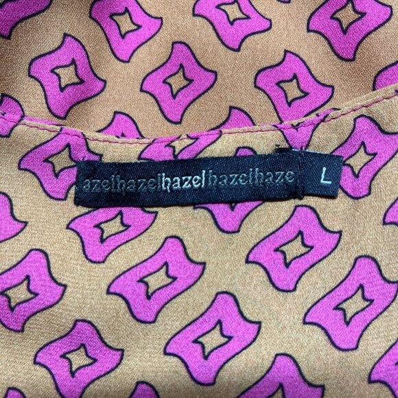 Azel Hazel Tunic Top Womens L Orange Pink Geometric Sleeveless V Neck Lined - Picture 10 of 11